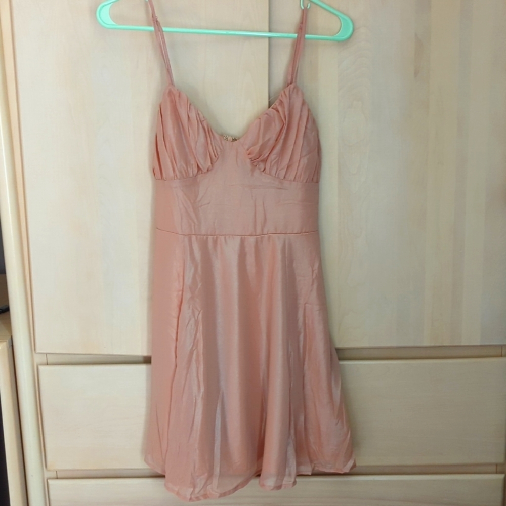 Pink shimmer corset A line skater dress